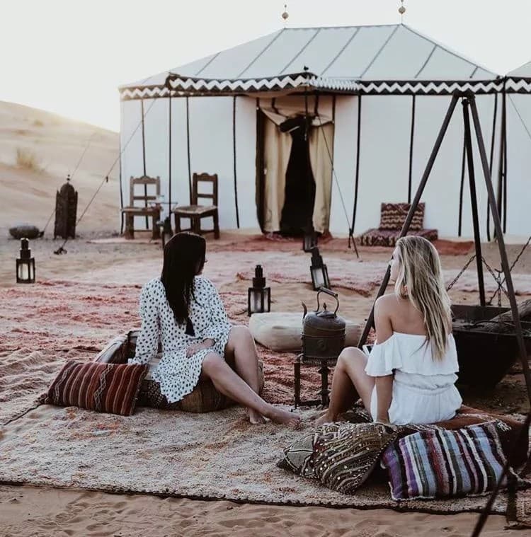 Comfortable camp accommodation in the Sahara